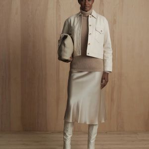 Quince Silk Midi Skirt Champagne